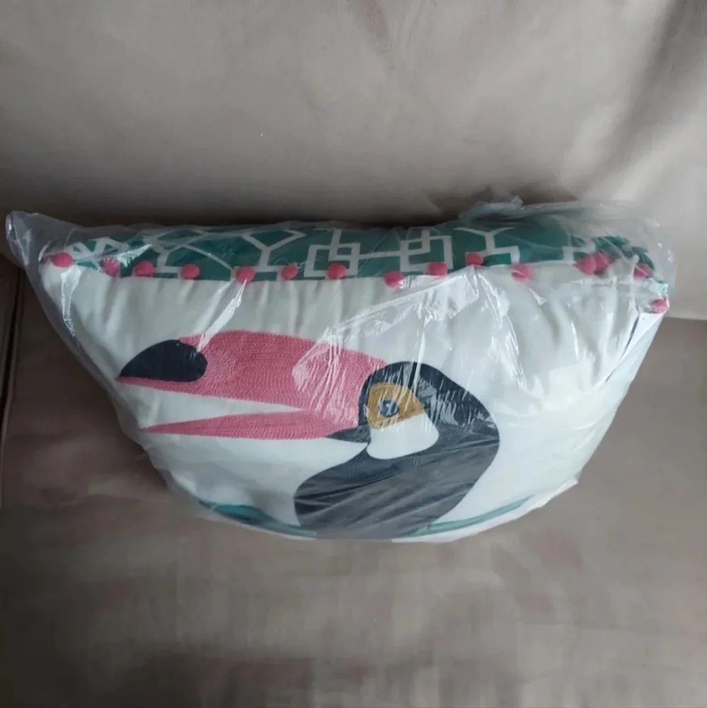 Toucan Coastal Tropical Oversized XL Embroidered Accent Pillow BNWT RETIRED 2021